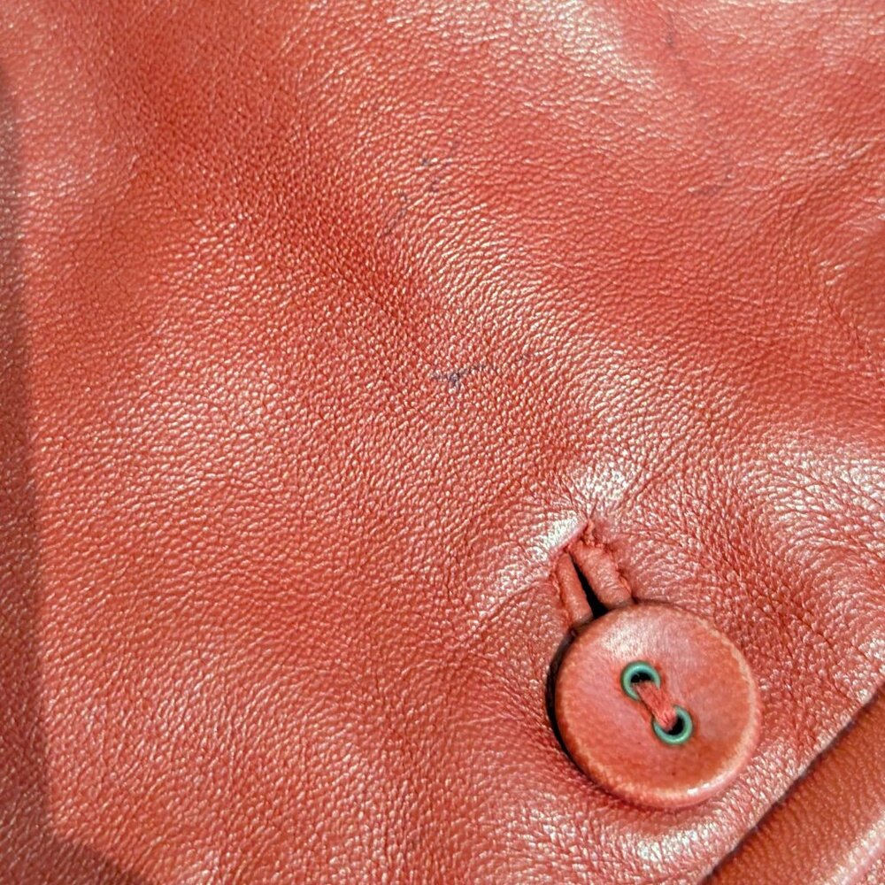 Red Leather Asymmetrical Jacket - image 4